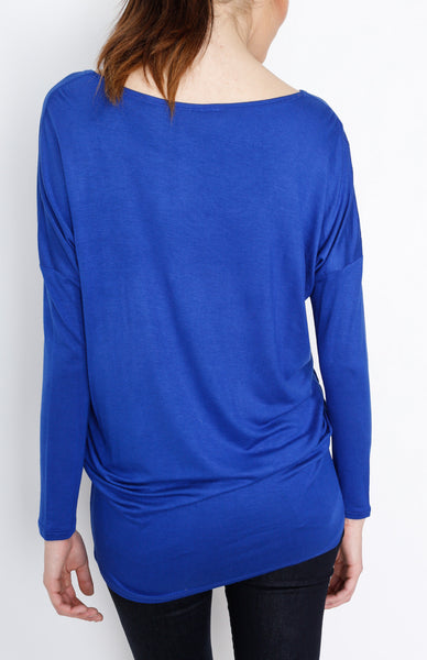 Blue Knit Long Sleeve Top