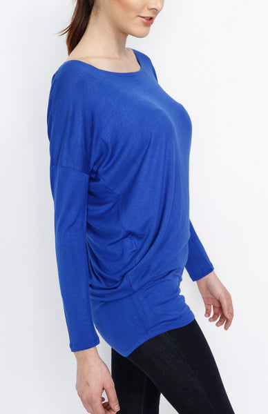 Blue Knit Long Sleeve Top