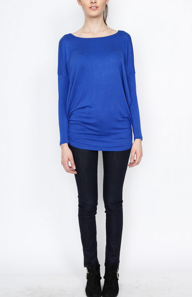 Blue Knit Long Sleeve Top