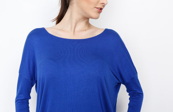 Blue Knit Long Sleeve Top