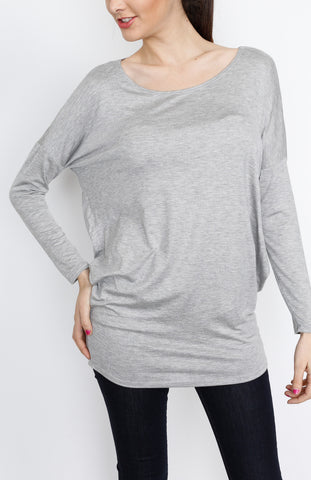 Gray Knit Long Sleeve Top