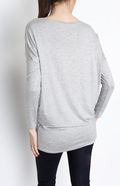 Gray Knit Long Sleeve Top