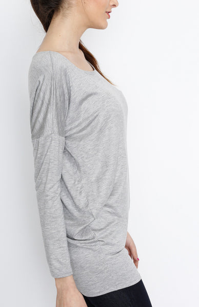 Gray Knit Long Sleeve Top