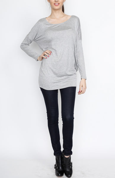 Gray Knit Long Sleeve Top