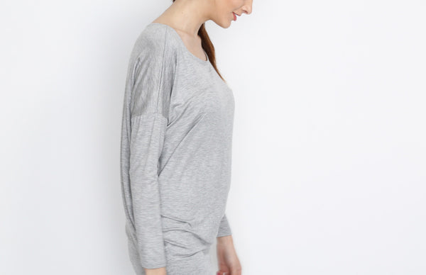 Gray Knit Long Sleeve Top