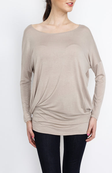 Taupe Knit Long Sleeve Top