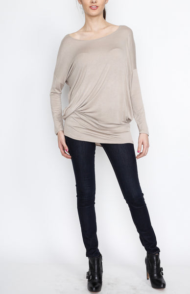 Taupe Knit Long Sleeve Top