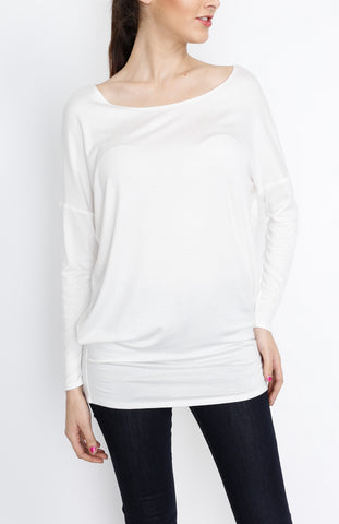 White Knit Long Sleeve Top