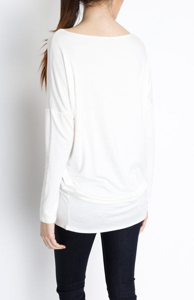 White Knit Long Sleeve Top