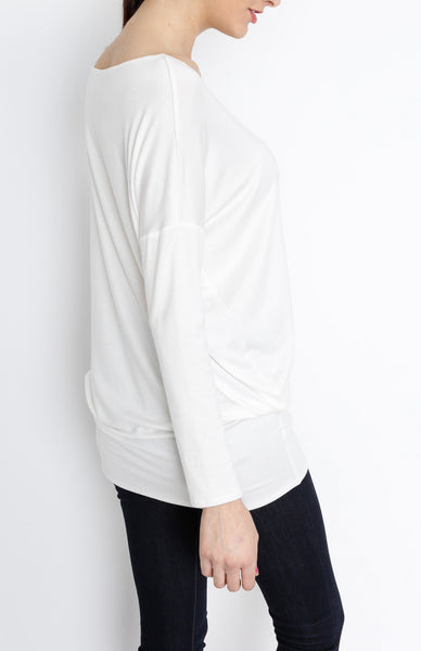 White Knit Long Sleeve Top