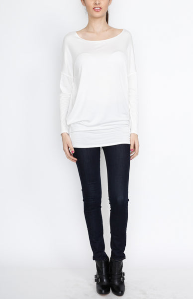 White Knit Long Sleeve Top