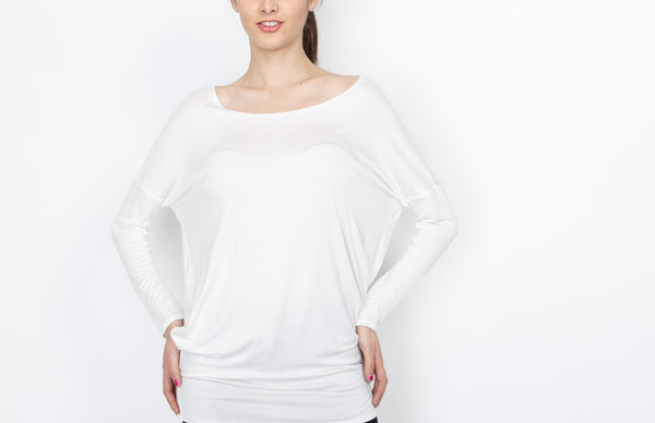 White Knit Long Sleeve Top