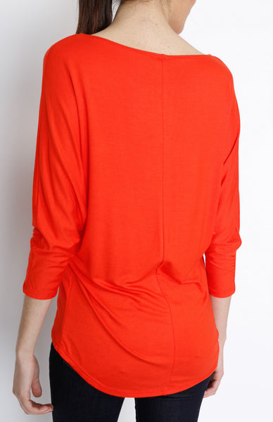 Red Orange 3/4 Knit Dolman Top