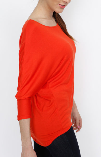 Red Orange 3/4 Knit Dolman Top