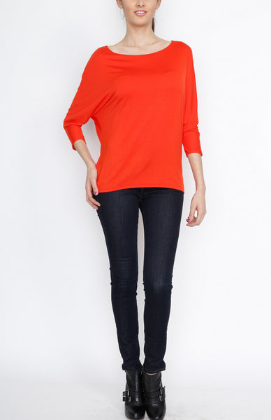 Red Orange 3/4 Knit Dolman Top