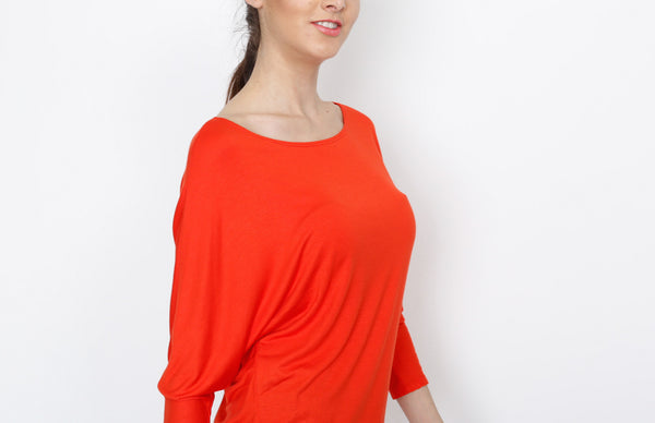 Red Orange 3/4 Knit Dolman Top