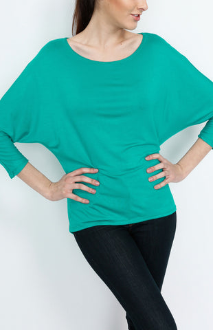 Turquoise 3/4 Knit Dolman Top