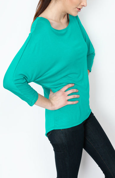 Turquoise 3/4 Knit Dolman Top