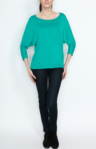 Turquoise 3/4 Knit Dolman Top