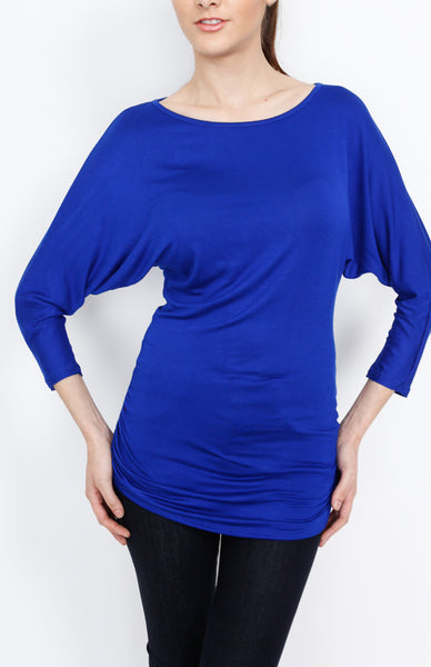 Blue 3/4 Knit Dolman Top