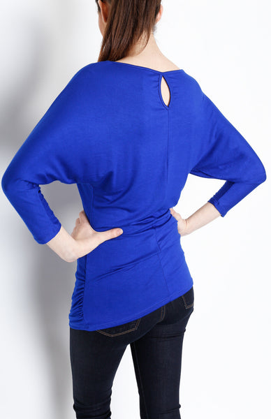 Blue 3/4 Knit Dolman Top