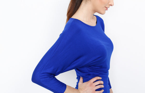 Blue 3/4 Knit Dolman Top