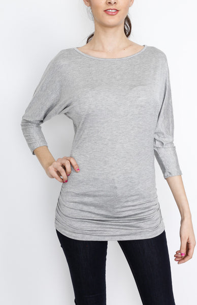 Gray 3/4 Knit Dolman Top