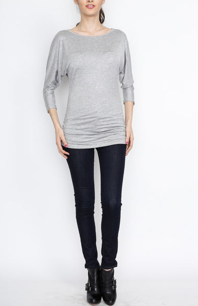 Gray 3/4 Knit Dolman Top