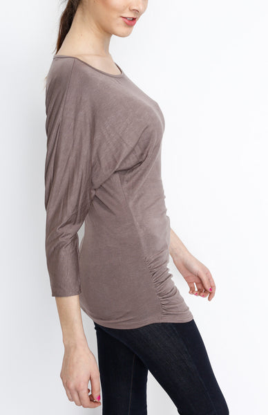 Mocha 3/4 Knit Dolman Top