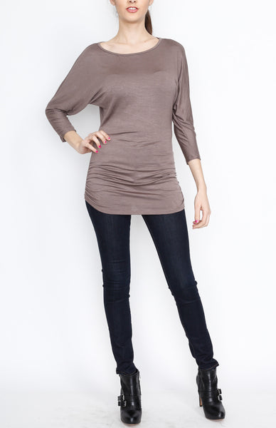 Mocha 3/4 Knit Dolman Top