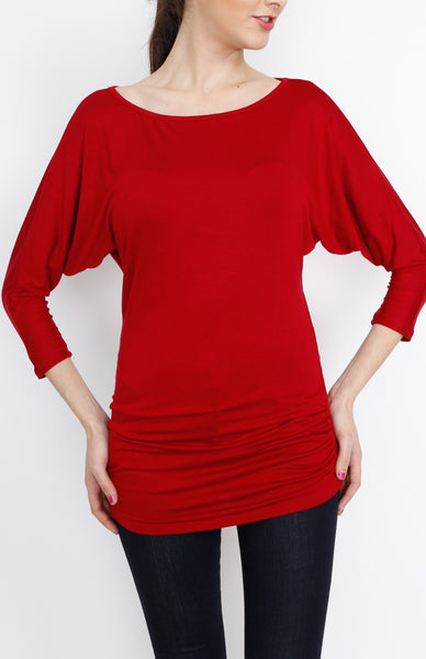 Red 3/4 Knit Dolman Top