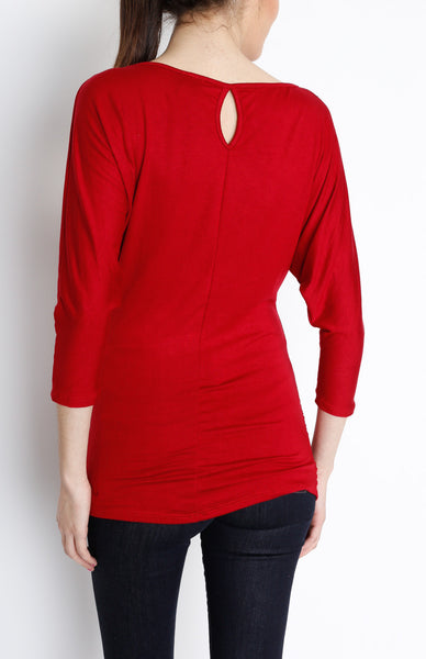 Red 3/4 Knit Dolman Top