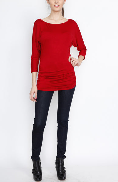 Red 3/4 Knit Dolman Top