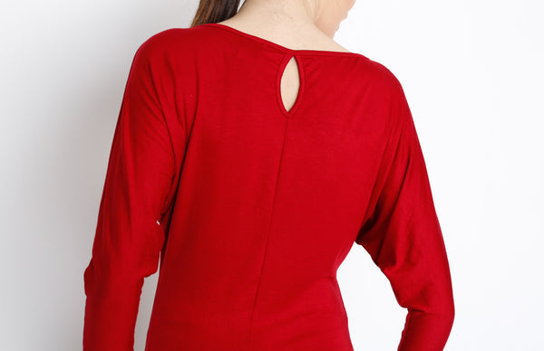 Red 3/4 Knit Dolman Top