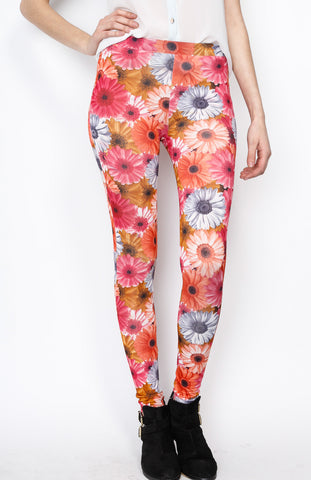 Red Knit Floral Print Pants