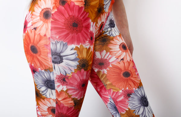 Red Knit Floral Print Pants