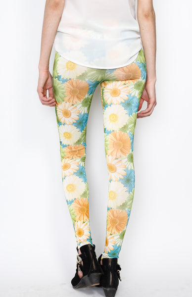 Green Knit Flora Print Pants