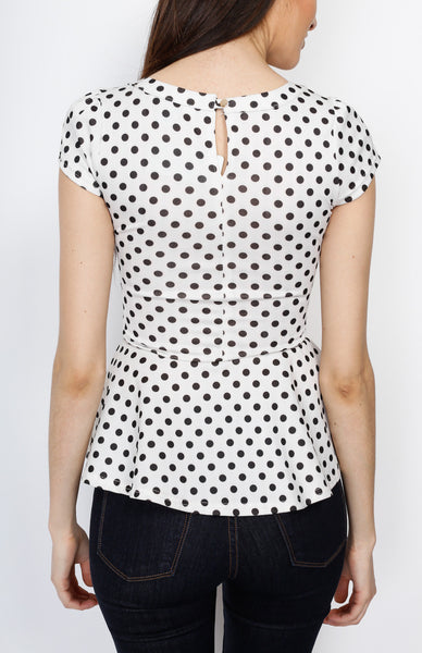 White Polka Dot Peplum Top